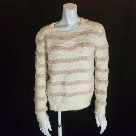 Fate Cream & Tan Striped Sweater (S) - Picture 2 of 5